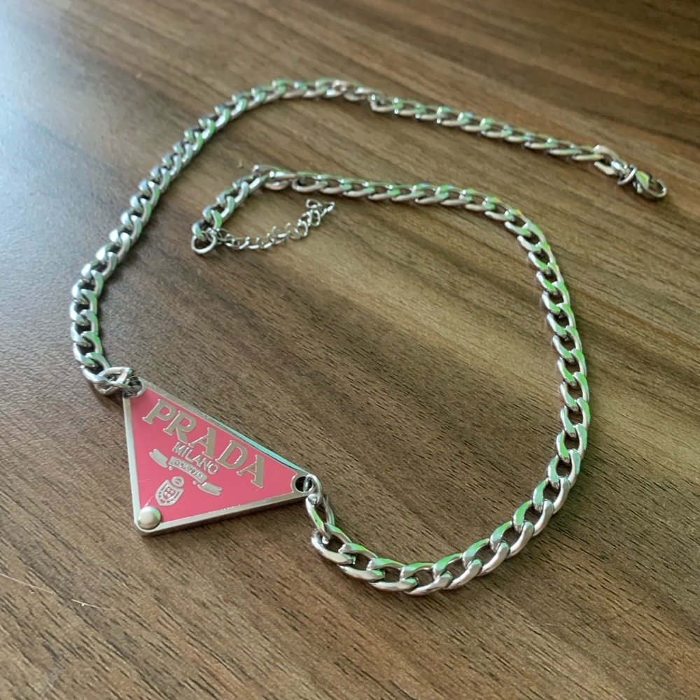 Pink Prada necklace
